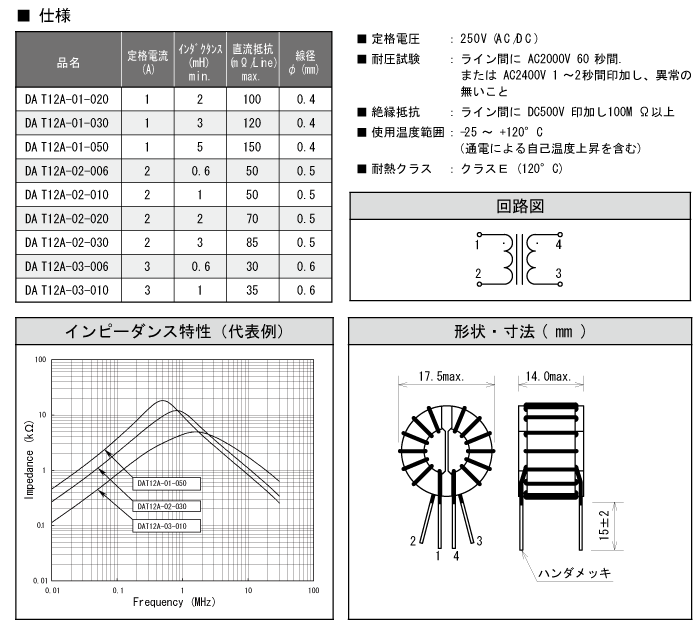 コモンドチョークコイル DAT12シリーズ